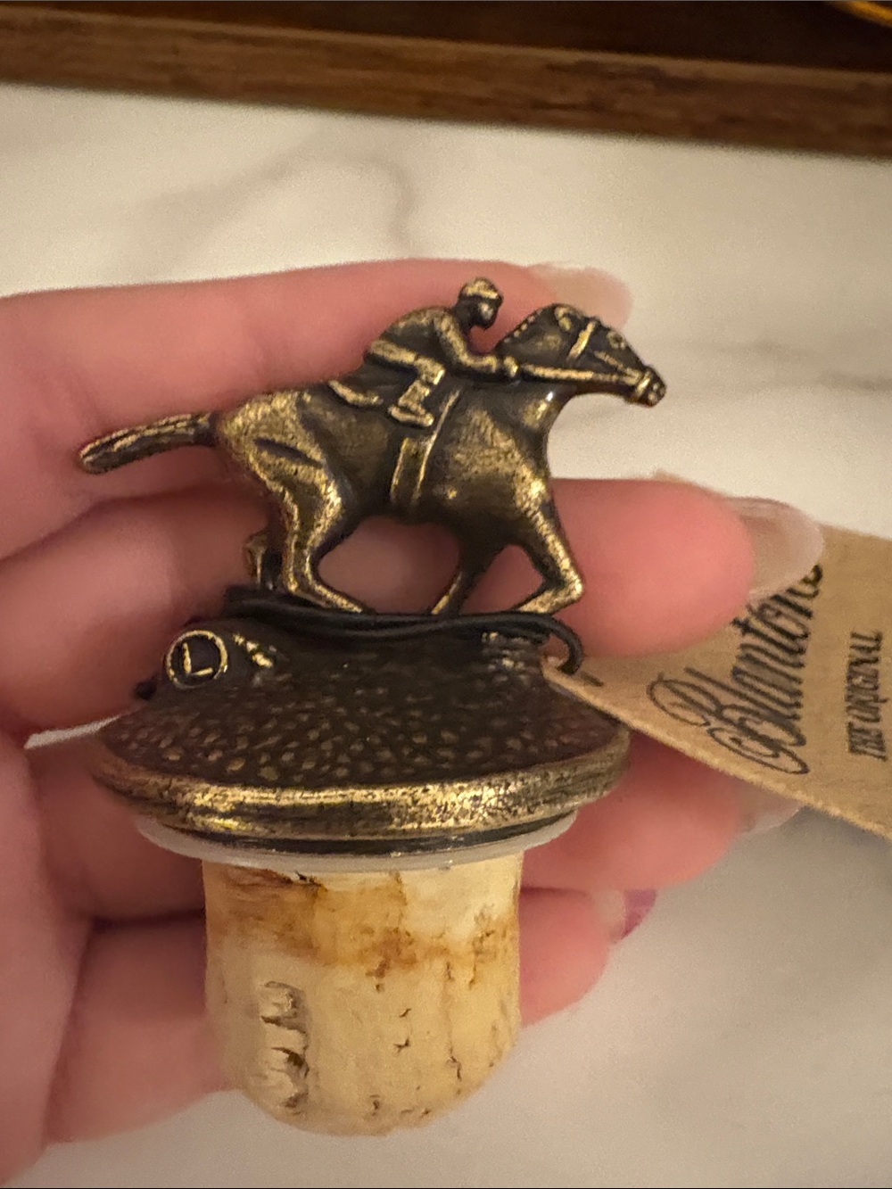 Blanton’s Bronze Horse Racing Bottle Stopper. Letter L